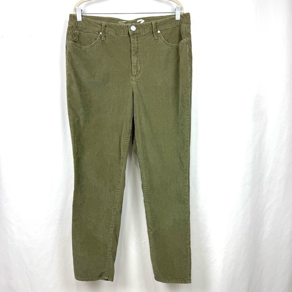 Seven7 Ultra High Rise Skinny Corduroy Pants Sz 16 Sage Green Casual Boho Jeans - Picture 1 of 14